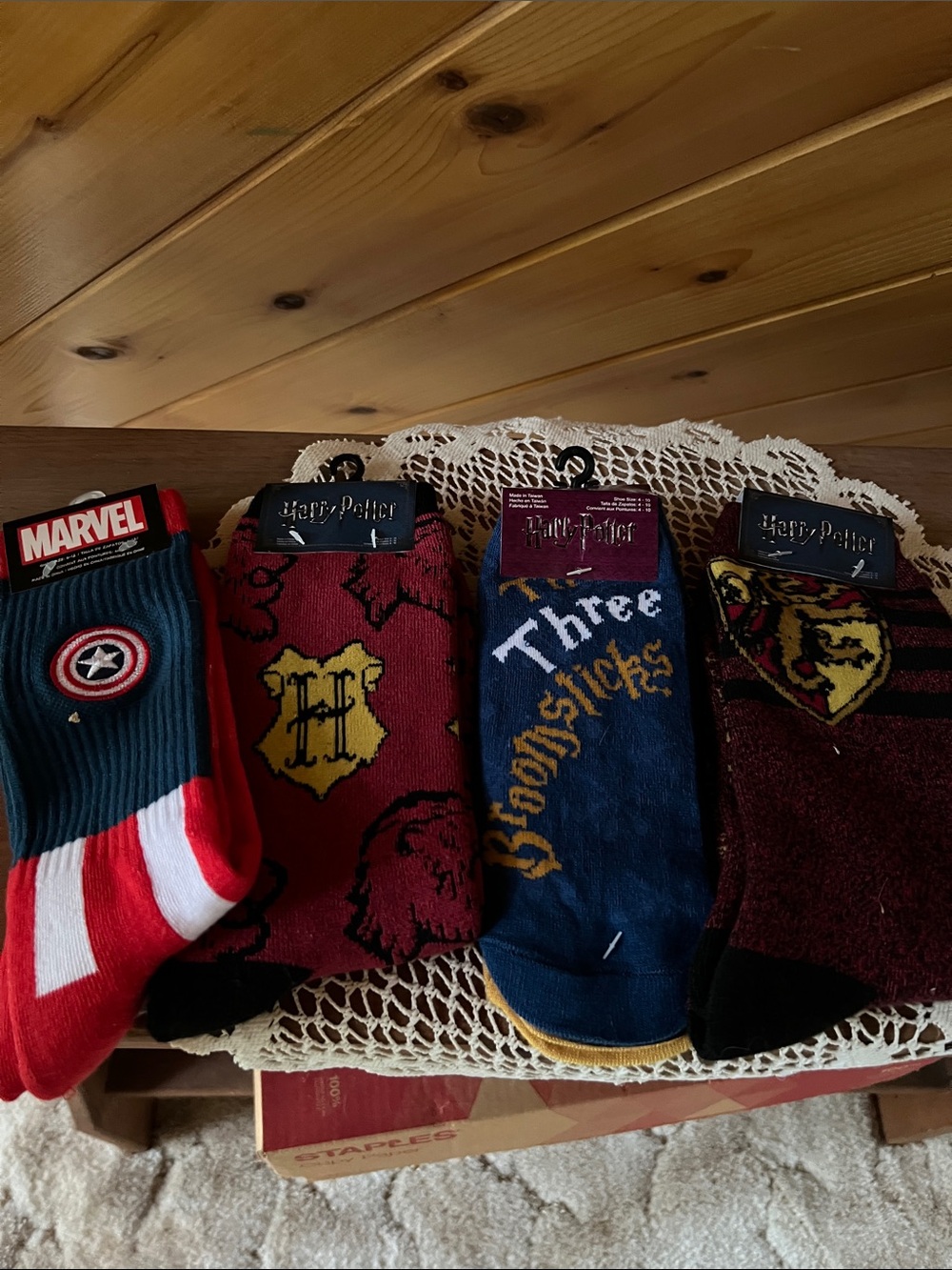 Marvel Captain America Red White and Blue Crew Socks and Harry Potter